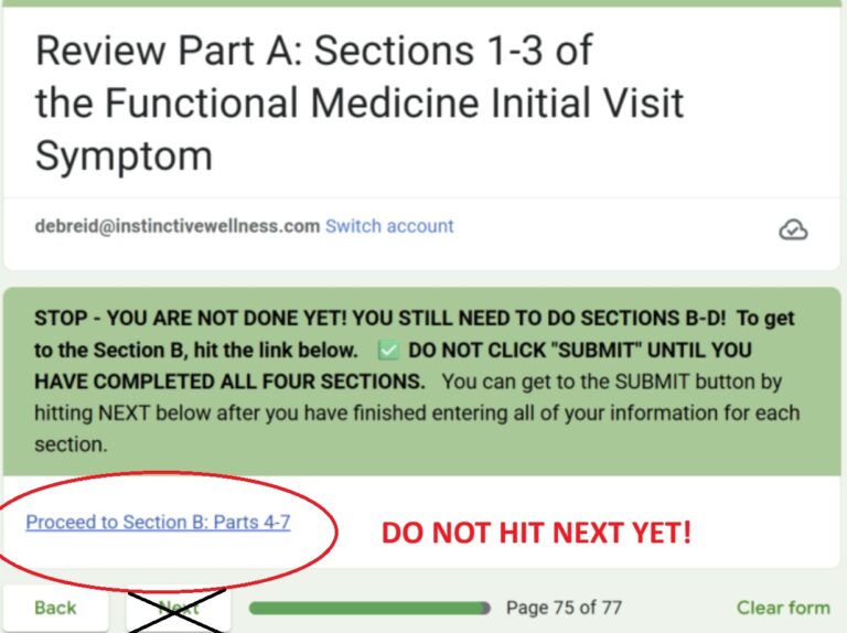 Google forms Part A to B