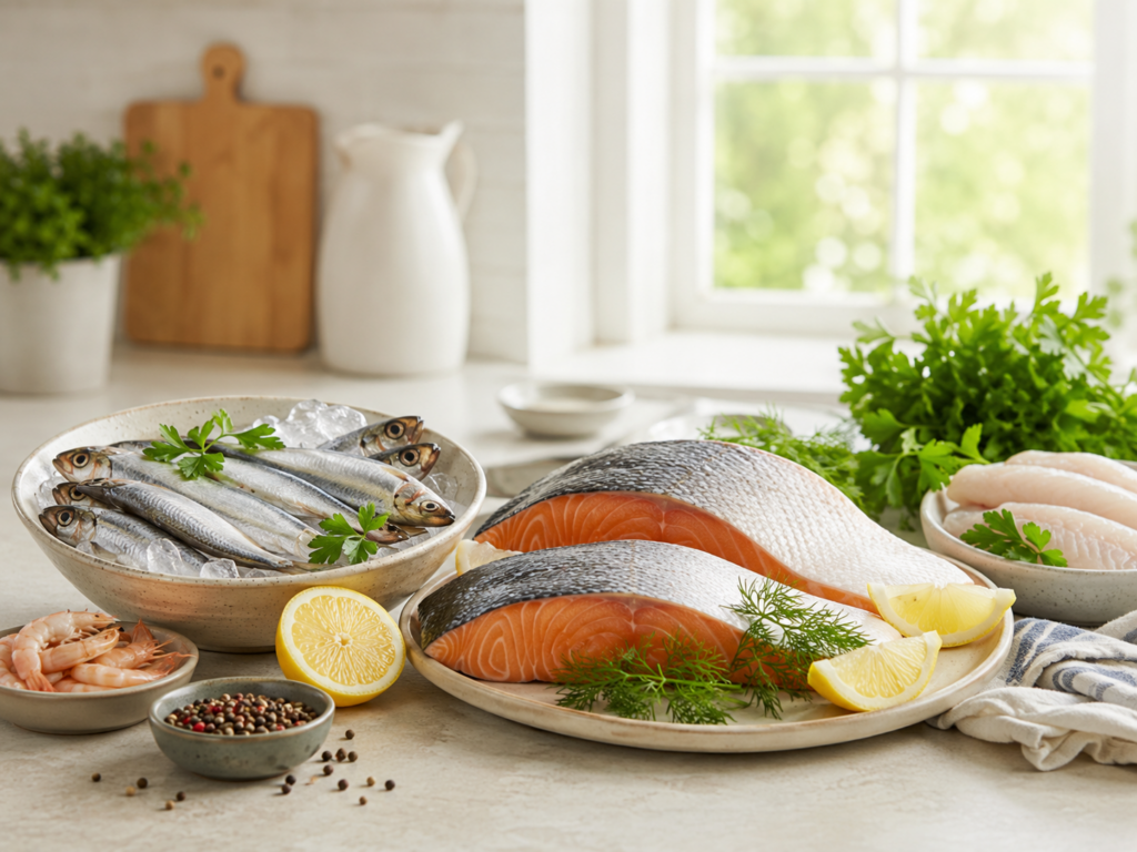 Picture of different types of fish.