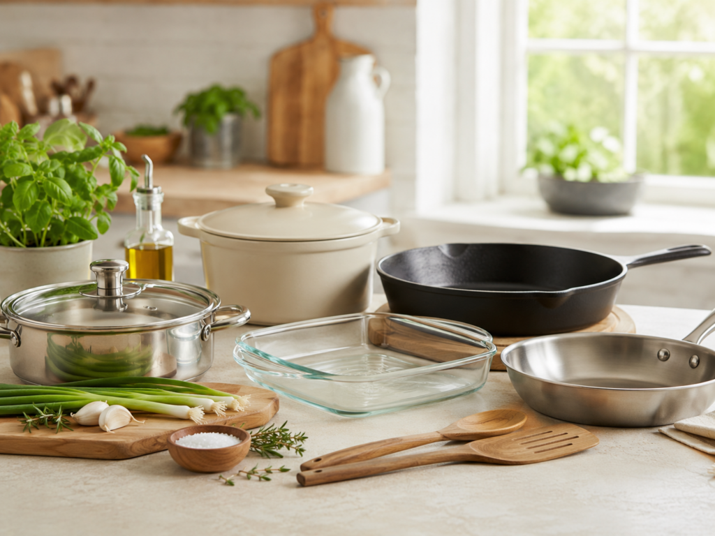 Picture of different types of healthy cookware